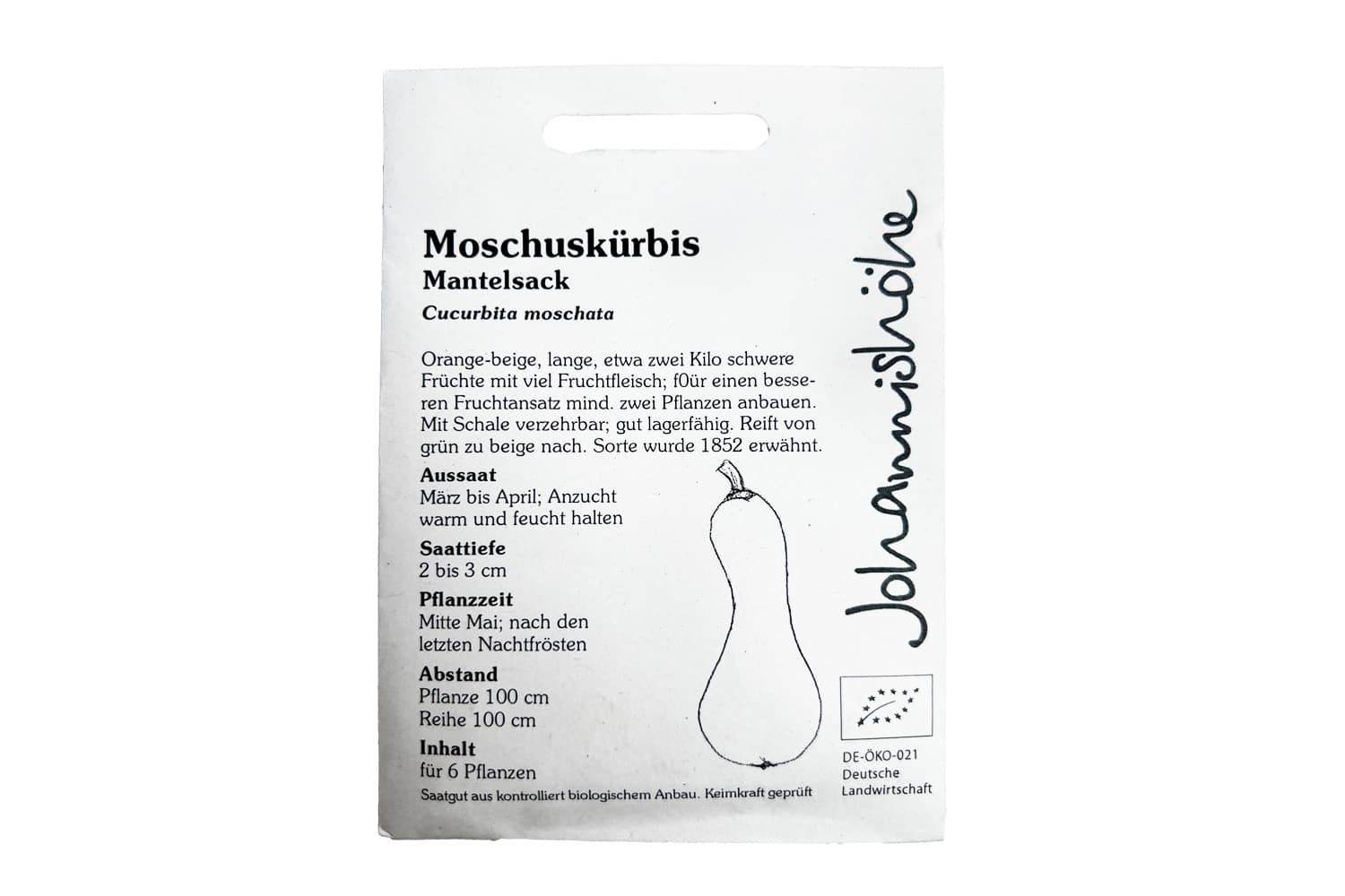 Bio Saatgut Moschuskuerbis Mantelsack